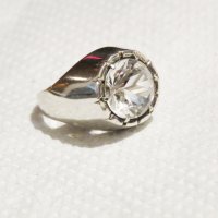 мъжки сребърен пръстен, солиден мъжки пръстен с голям камък - цирконий - стар внос от Щатите ., снимка 1 - Пръстени - 31568998