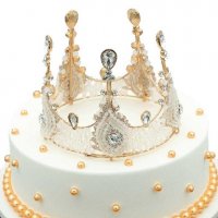 Златна Корона Тиара метална с мъниста за украса декор на торта , снимка 2 - Други - 38628663