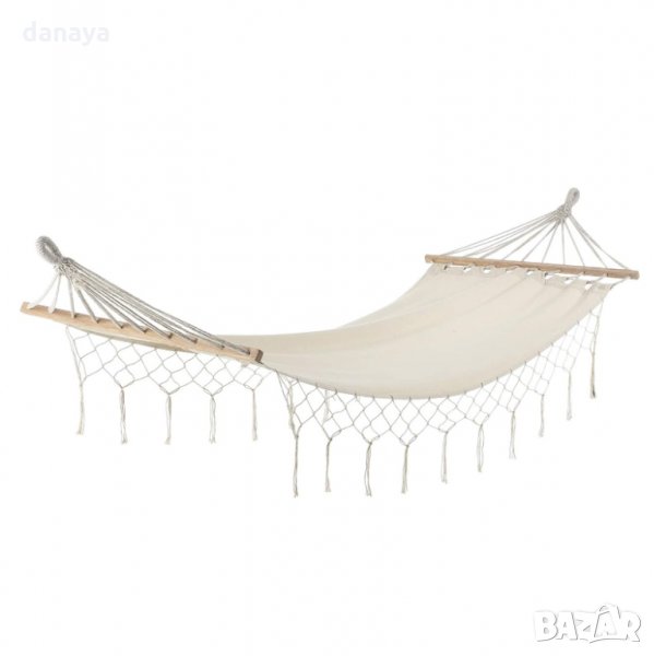 1984 Градински хамак с рамка и ресни плетени на ръка 200х80см, снимка 1