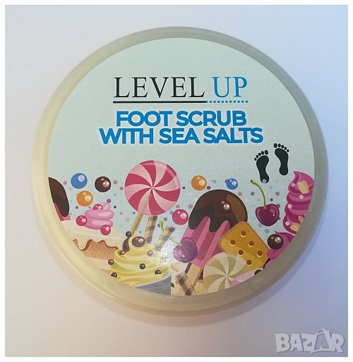 LEVEL UP BUBBLE GUM ПРОФЕСОНАЛЕН СКРАБ ЗА ПЕДИКЮР С МОРСКА СОЛ И ЗАХАР -500ГР., снимка 1