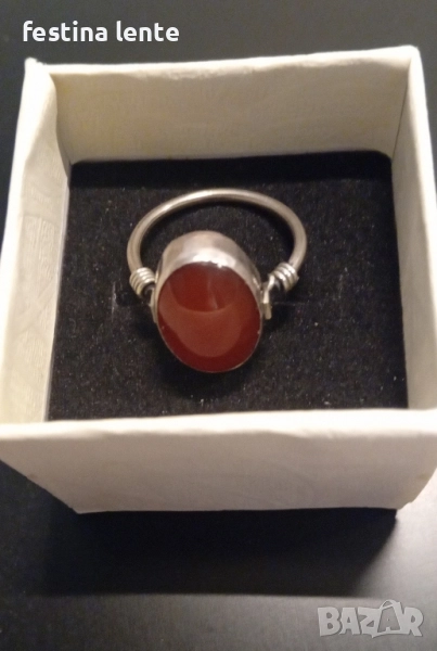 Сребърен винтидж пръстен с карнеол, снимка 1
