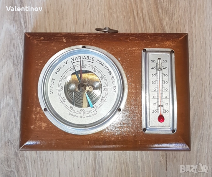 Старинен барометър плюс термометър , снимка 1