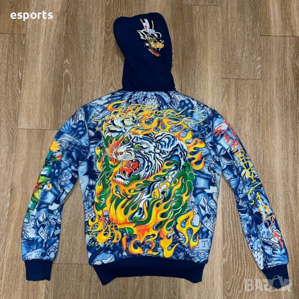 Зимно яке с пух Ed Hardy by Christian Audigier Tatoo Tiger Wolf bird S Small, снимка 1