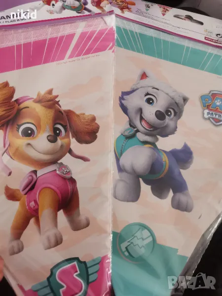 Скай и Еверест от Пес Патрул PAW Pes найлонов Парти Гирлянд флагчета знаменца Флаг Банер рожден ден, снимка 1