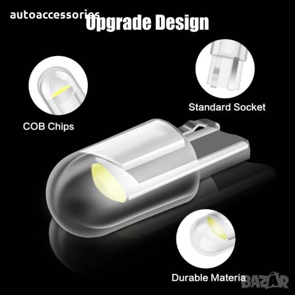 ДИОД Т10 Car T10 Led Bulbs 194 168 W5W LED Light Cold White 2бр, снимка 1