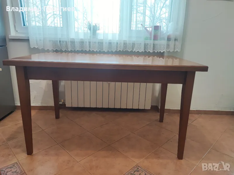 Масивна трапезна маса 140 на 80 и 4 стола, снимка 1