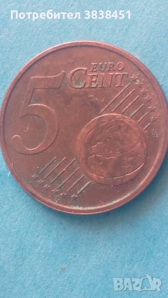 5 Euro Cent 2002 г. Италия,, снимка 1