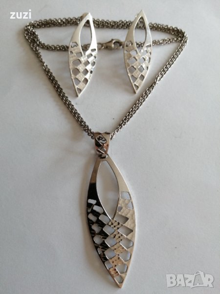 Дамски комплект колие и Обеци сребро 925, снимка 1