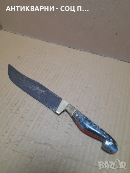 Стар Ръчно Кован Нож С Бронзов Обков., снимка 1