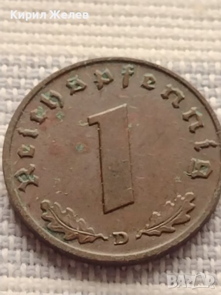 Монета 1 райхсфенинг 1938г. Германия Трети Райх с СХВАСТИКА за КОЛЕКЦИЯ 37770, снимка 1
