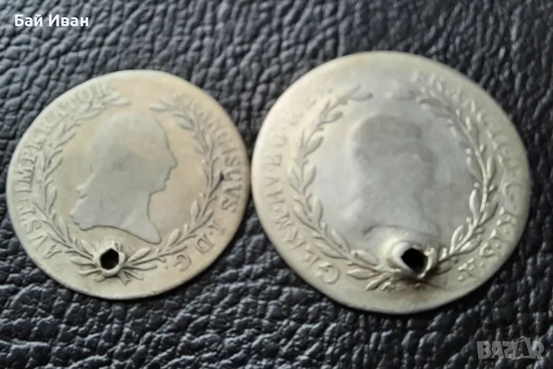 Стара сребърна монета/и 10 кройцера 1815 г. и 20 кройцера 1794 г. Австрия , снимка 1