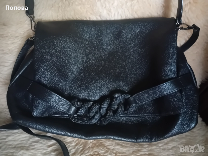 Италианска маркова чанта естествена кожа, снимка 1