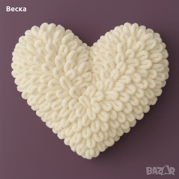 Ръчно изработено пухкаво сърце 🤍 , снимка 1