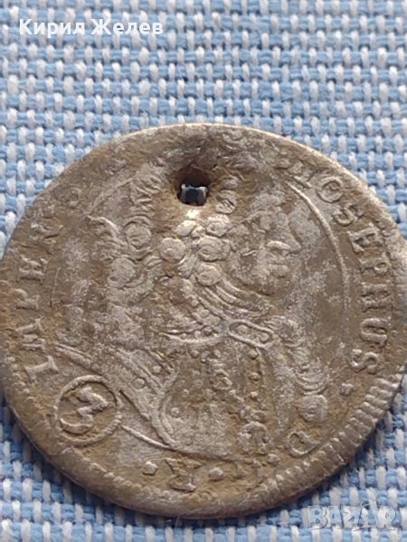 Сребърна монета 3 кройцера 1708г. Йозеф първи Прага Свещена Римска империя 13779, снимка 1