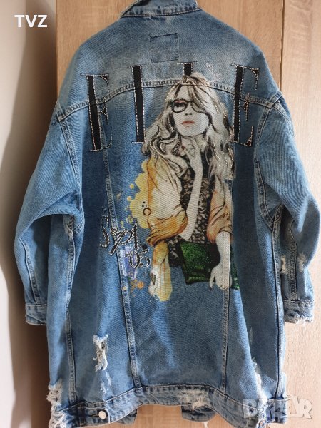 Дънково широко яке с рисунка на гърба , снимка 1