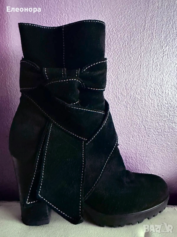 страхотни велурени боти с ток, снимка 1