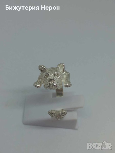 Сребърен пръстен Булдог, снимка 1