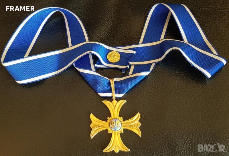 Рядък сребърен Гръцки орден медал 17 века Константин и Елена, снимка 1