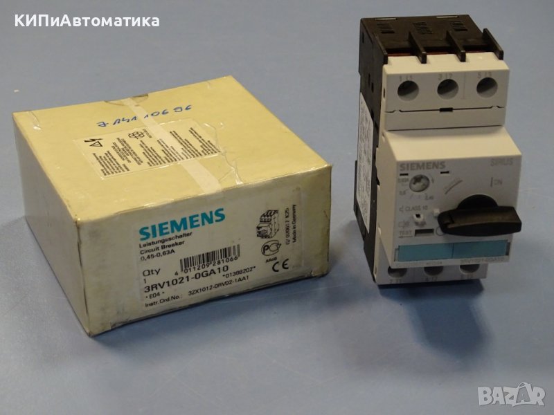 моторна защита Siemens 3RV1021-OGA10 0.45-0.63A, снимка 1