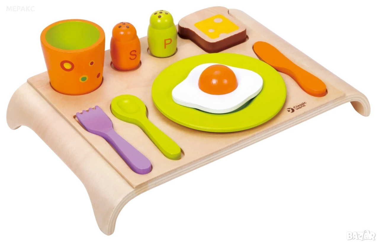 Дървена играчка - Комплект за закуска, снимка 1