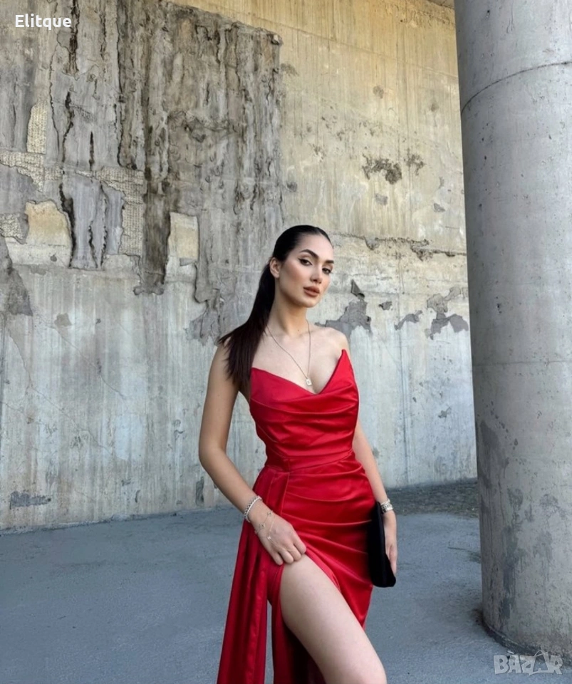 ⭐️Дълги сатенени рокли с цепка, снимка 1