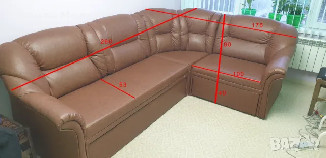 Кожен ъглов диван