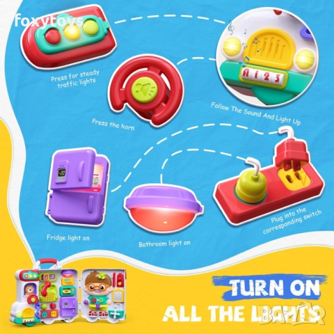 Интерактивно тип “монтесори” куфарче - бус с музика и светлина и различни дейности, снимка 12 - Образователни игри - 52031944