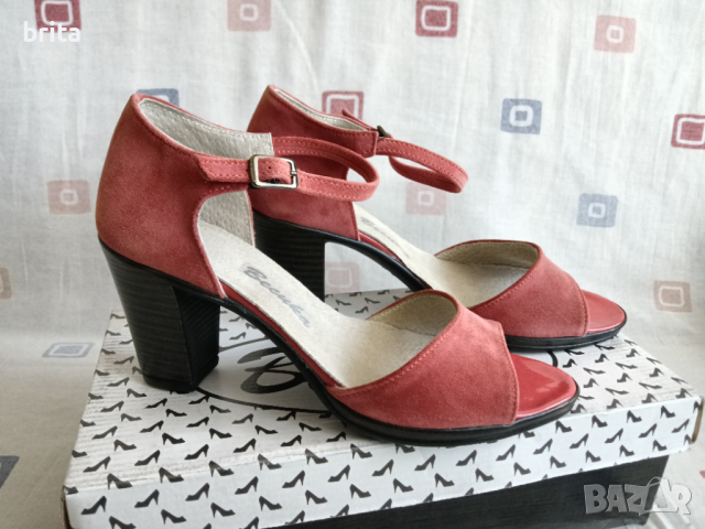 №37 Нови! Сандалки цвят Диня на ток, снимка 5 - Сандали - 44806001