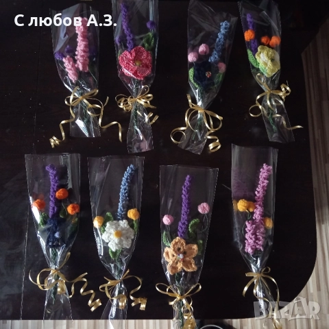 букети от плетени цветя