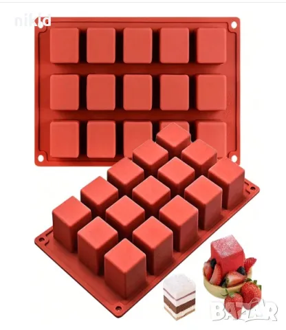 4 см 15 куб кубче кубчета хапки силиконов молд форма калъп фондан шоколад гипс гипсови фигурки декор, снимка 4 - Форми - 35595978