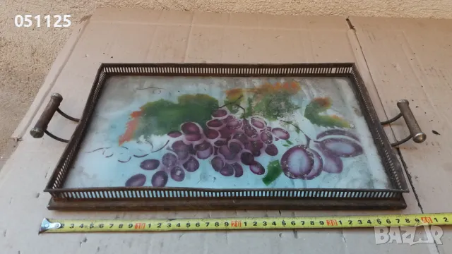 масивен царски поднос със стъкло , снимка 6 - Антикварни и старинни предмети - 47906786
