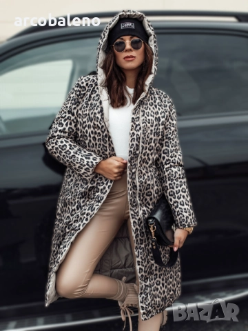 Дълго реверсивно ватирано дамско яке с качулка VELVETTI, 3цвята , снимка 6 - Якета - 47390331