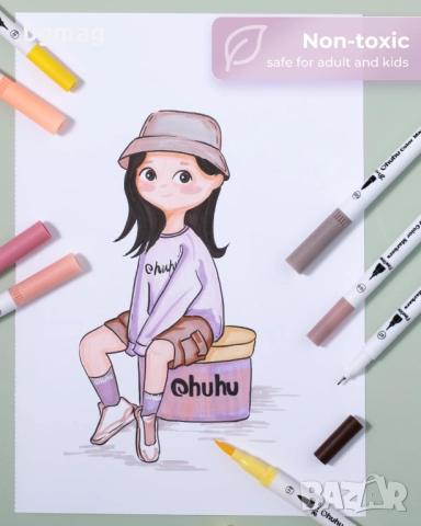 Ohuhu Maui Skin Tone Series маркери с два писеца тип четка и тънък писец, 36 цвята в телесни тонове, снимка 6 - Ученически пособия, канцеларски материали - 52183393