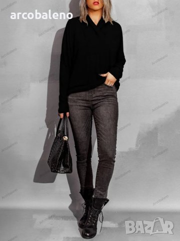 Дамска свободна кадифена блуза с дълги ръкави и широко деколте, 5цвята - 023 , снимка 14 - Блузи с дълъг ръкав и пуловери - 42814828