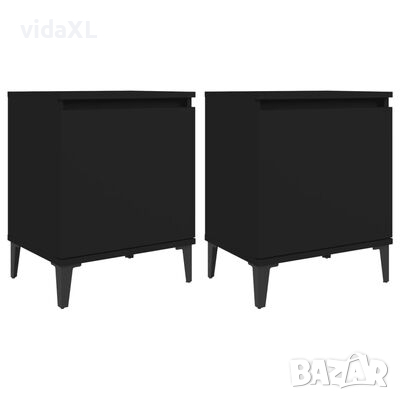 vidaXL Нощни шкафчета с метални крака, 2 бр, черни, 40x30x50 см(SKU:805836, снимка 1