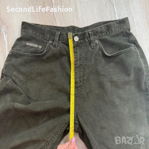 Calvin Klein кадифени панталони за жени W31 L32 Y2K Moms Jeans тъмнозелени, снимка 3 - Дънки - 53274399