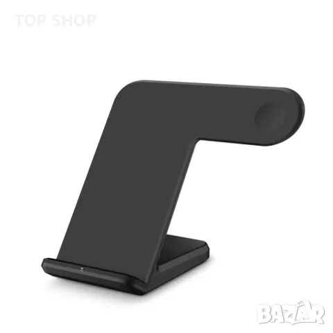 Стойка с безжично зареждане за iPhone / Apple Watch Android - черна, снимка 5 - Безжични зарядни - 48839516