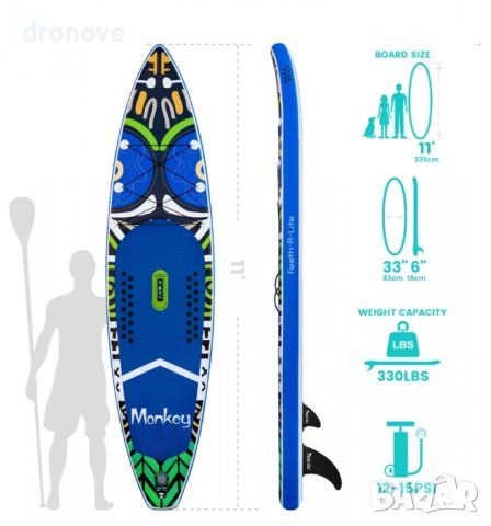Feath-R-Lite MONKEY 11', SUP, падъл борд, stand up paddle board., снимка 4 - Други спортове - 39472588