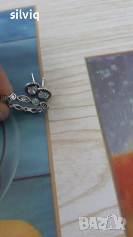 сребърен пръстен и обеци , снимка 2 - Пръстени - 42887563