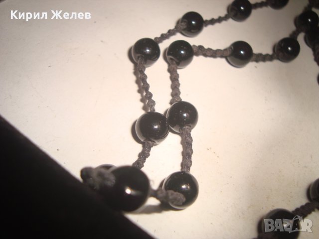 СТИЛНО ЧЕРНО КРИСТАЛНО СТЪКЛО КОЛИЕ РЪЧНА ИЗРАБОТКА 6440, снимка 4 - Колиета, медальони, синджири - 31369067