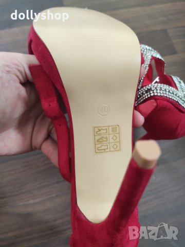 Червени Дамски Обувки на ток, снимка 7 - Дамски обувки на ток - 34266844
