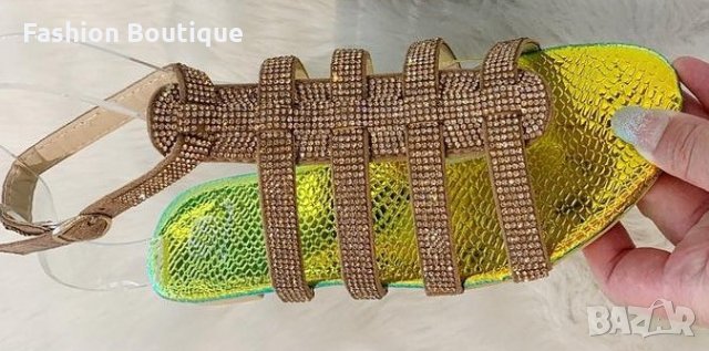 Дамски сандали с камъчета, снимка 2 - Сандали - 29355617