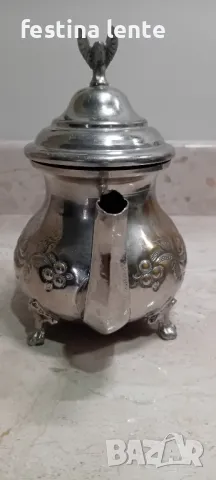 Посребрен месингов чайник, снимка 2 - Антикварни и старинни предмети - 50189333