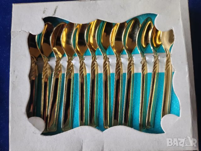 лъжички 12 броя ,малки за кафе, позлатени, производство Япония, нови, дължина 9 см ( 15 лв общо), снимка 5 - Прибори за хранене, готвене и сервиране - 50046820