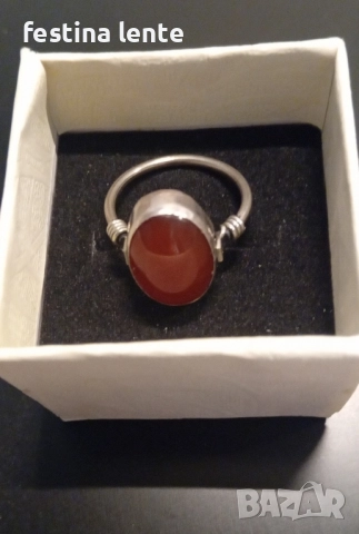 Сребърен винтидж пръстен с карнеол