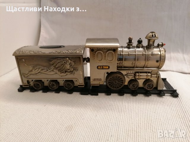 Уникален Vintage JS 1926 Old Train метален парен локомотив и вагон върху пластмасови железопътни рел