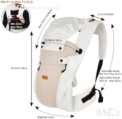 Нова Дишаща бебешка раница 4-10 кг Ергономична и удобна за новородени, снимка 2 - Кенгура и ранички - 49389944