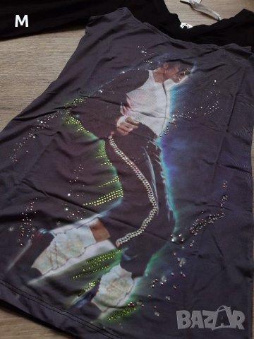 Нова колекция блуза Michael Jackson в бял цвят с камъни на намаление, снимка 3 - Блузи с дълъг ръкав и пуловери - 29442706