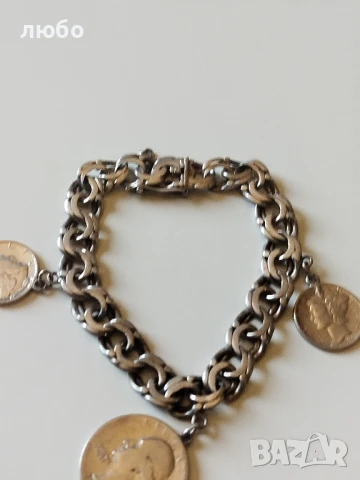 Сребърна Гривна със Сребърни Монети Америка , снимка 11 - Гривни - 49169895