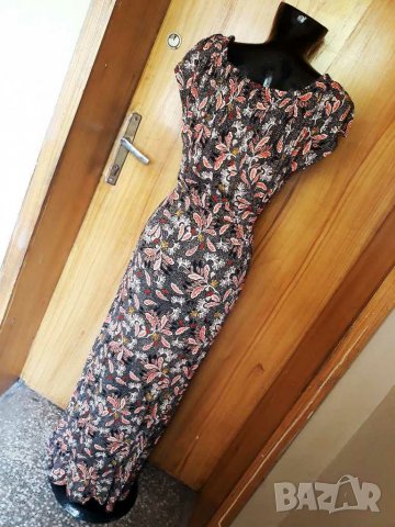 Оранжева дълга рокля с цепки Л, снимка 5 - Рокли - 22189080